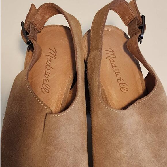 Madewell Cary Peep Toe Suede Heeled Boot Sandal Faded Birch Tan Size 8.5 - Picture 5 of 8